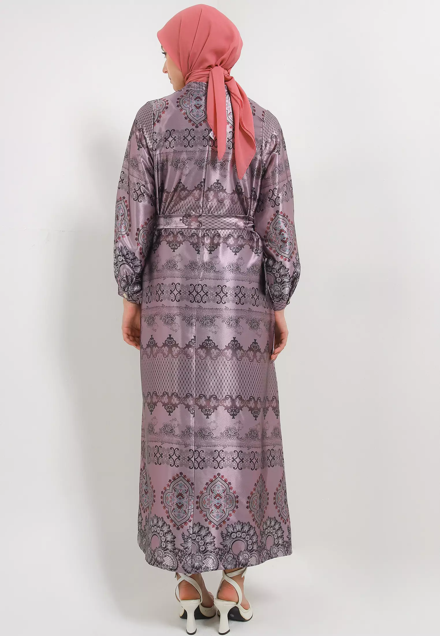 MFMW Jemimma Dress Gamis Satin Purple Motif