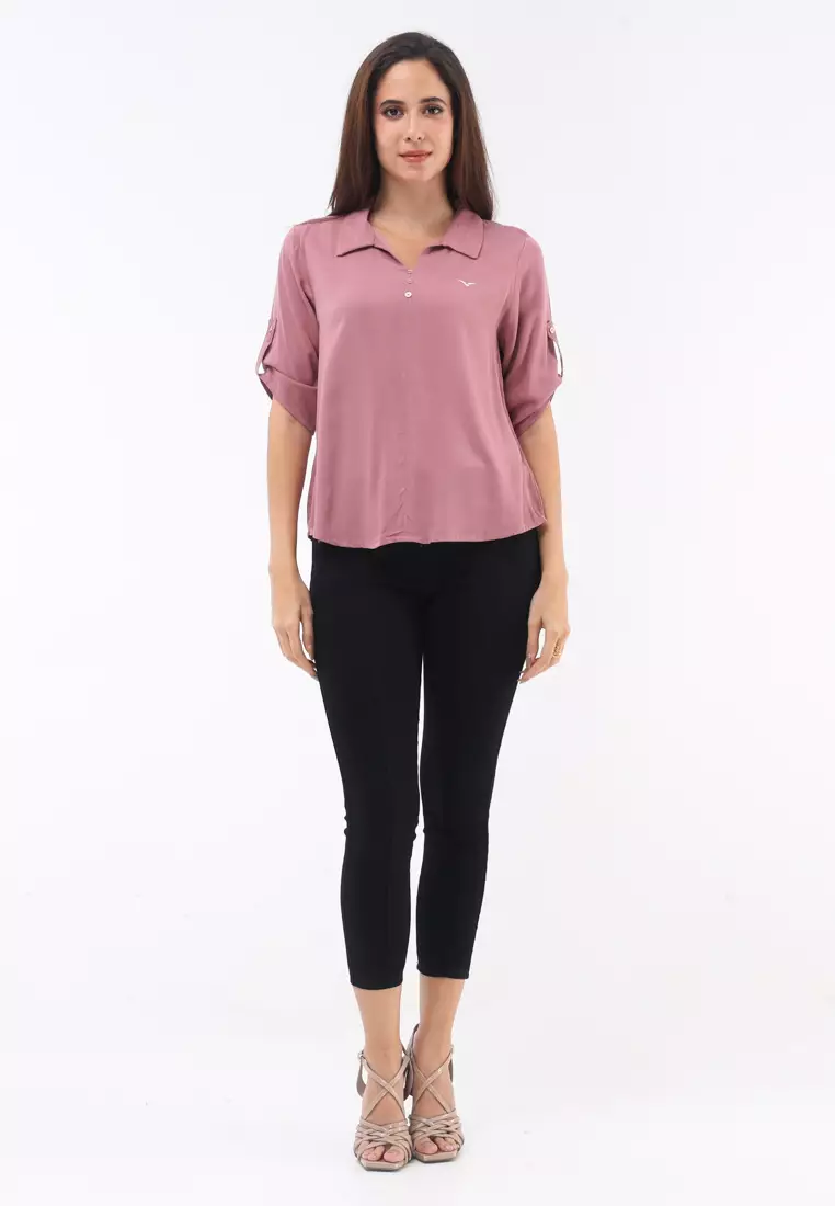 Plain Single Bold Twill 3/4 Blouse