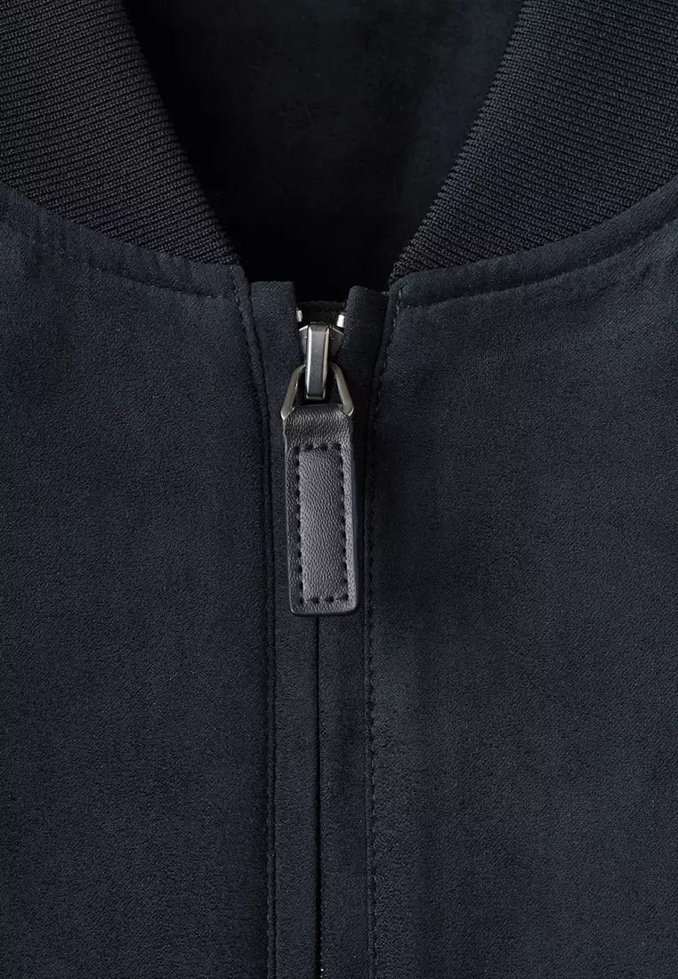 Suede-Effect Bomber Jacket