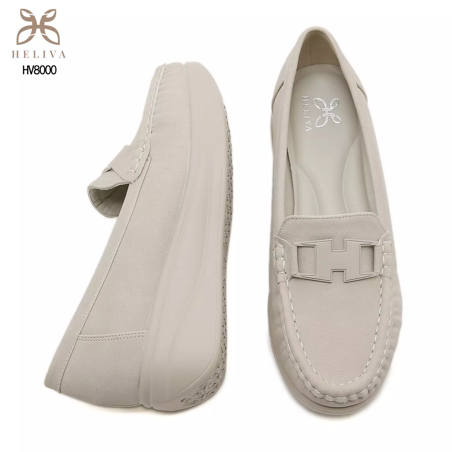 HELIVA HILARY Minimalist H-Accent Wedge Loafers for Women HV8000