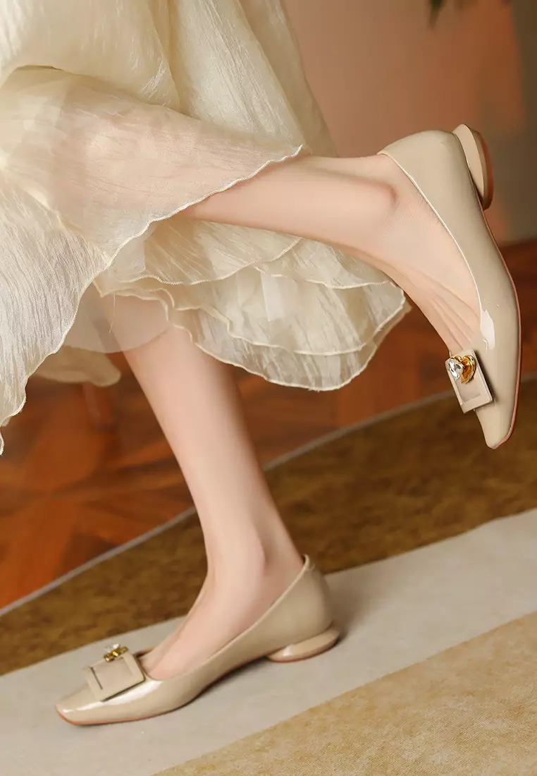 Square Rhinestone Flat Shoes XJ7318-20