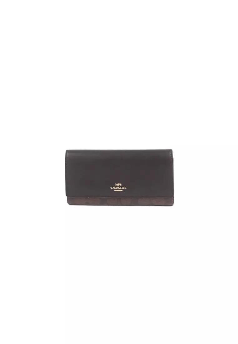 Buy Coach Coach Signature Slim C5966 Slim Trifold Wallet In Brown Black