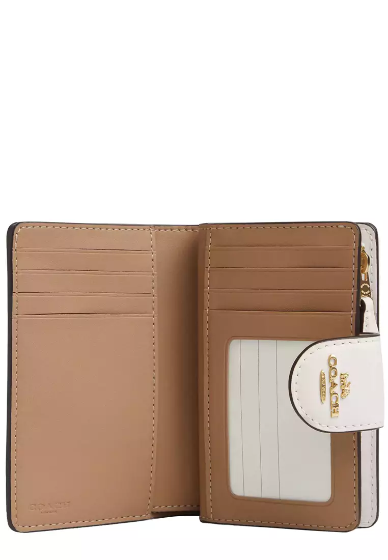 Coach Medium Corner Zip Wallet In Signature Canvas With Floral Print in Light Khaki/ Chalk Multi CR968
