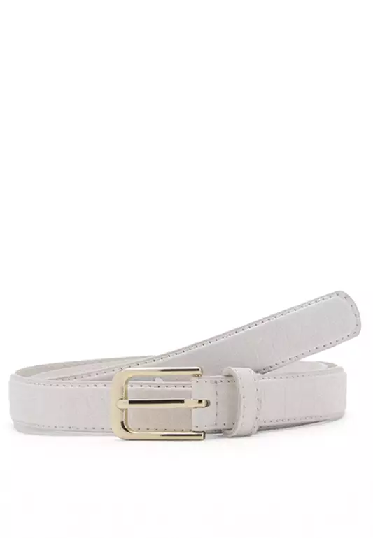 Fine Croco Leather-Effect Belt