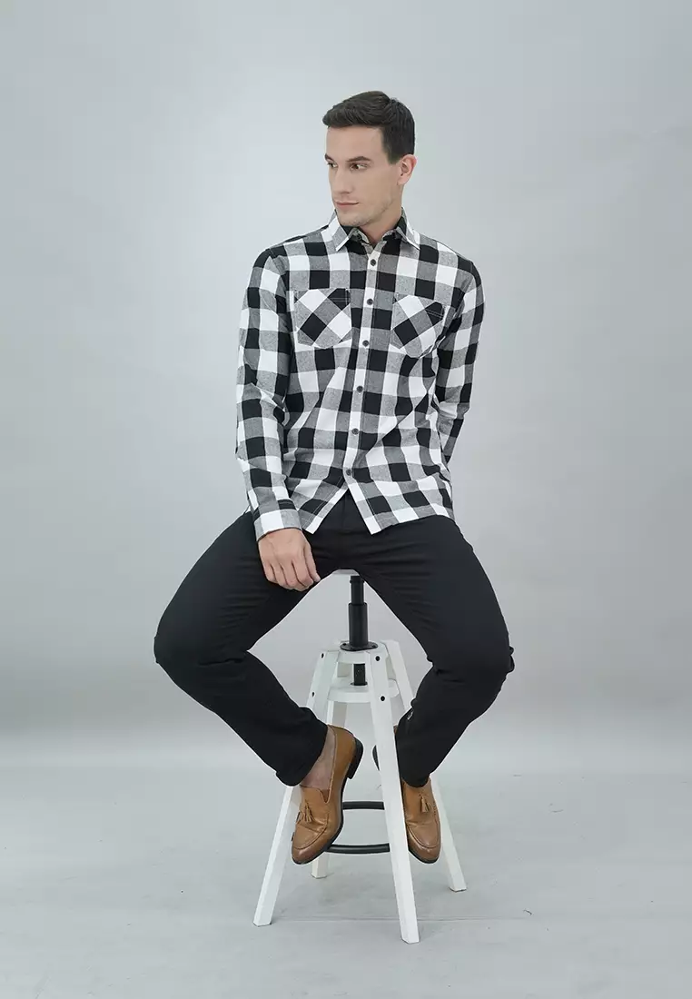 LGS - Macario Shirt - Kemeja Casual Pria - Lengan Panjang - Motif Kotak-Kotak - Reguler Fit Kain Katun