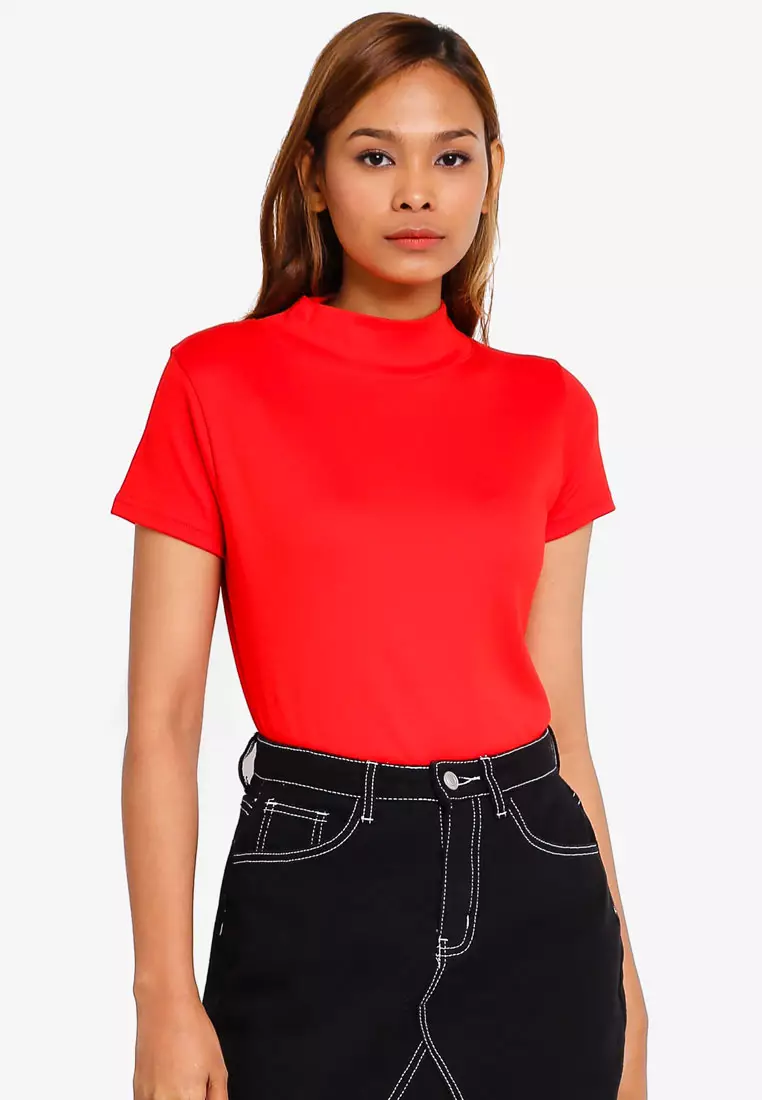 High neck t sale shirt womens online