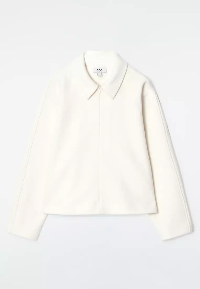 Boiled-Wool Zip-Up Cardigan