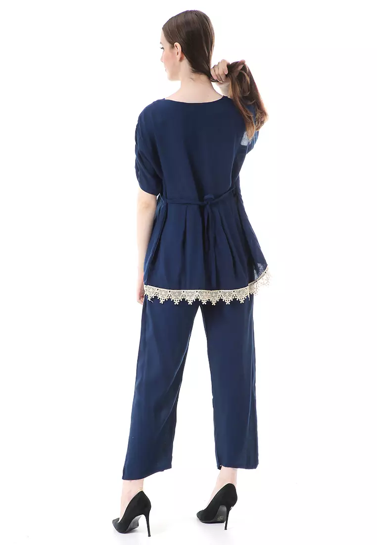Zemira Piyama One Set Atasan Bawahan Wanita High Quality - Navy