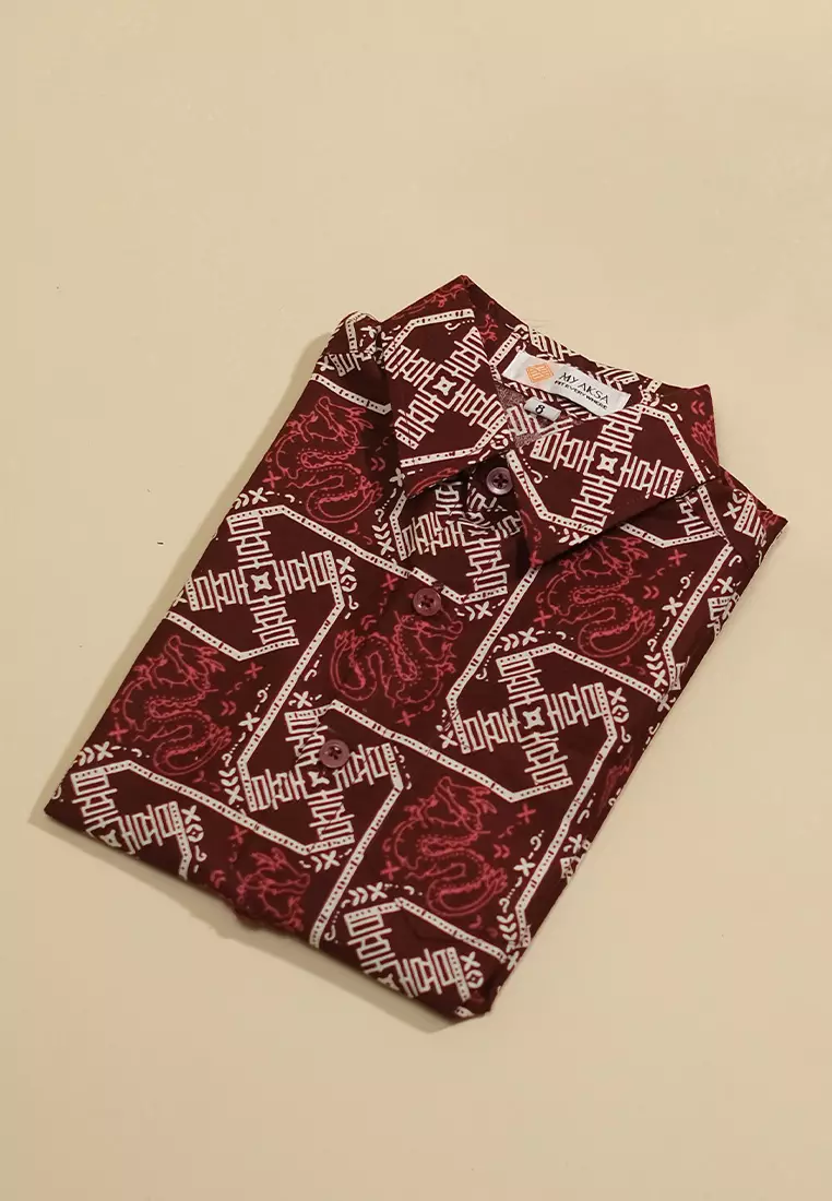 My Aksa Batik Anak Kemeja Pendek Naga Cita Red