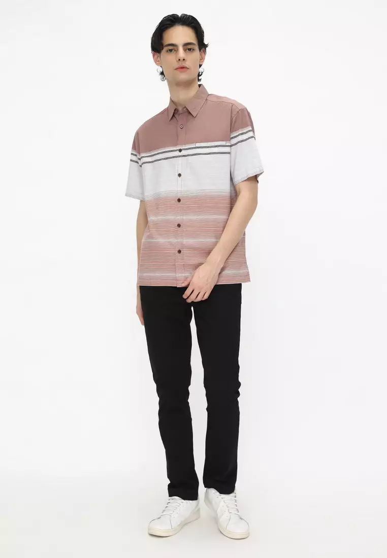 POLICE Kemeja Border Printing Lt.Grey Regular Fit Pria