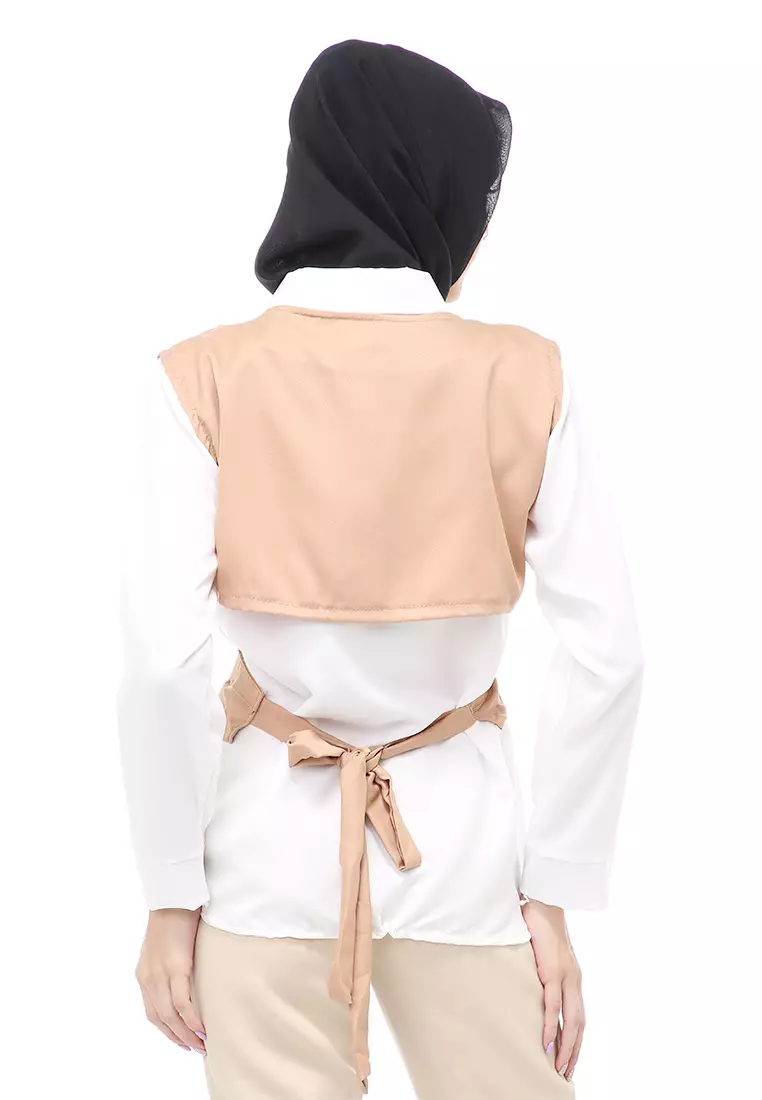 Atasan Blouse Long Sleeve Wanita Muslimah Motif Polos Regular Fit - Mocca