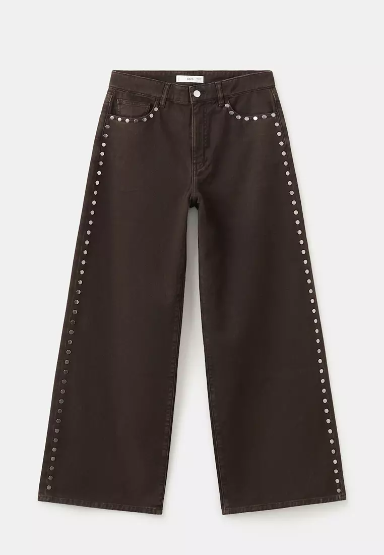 Wide Leg Studded Jeans