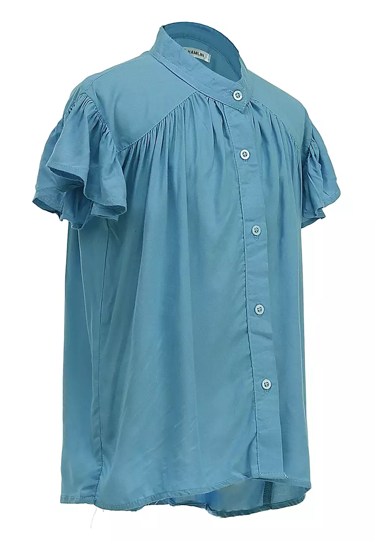 Octavia Blouse Curly Anak Perempuan Motif Polos Atasan  Lengan Pendek Material Cotton ORIGINAL - Tosca