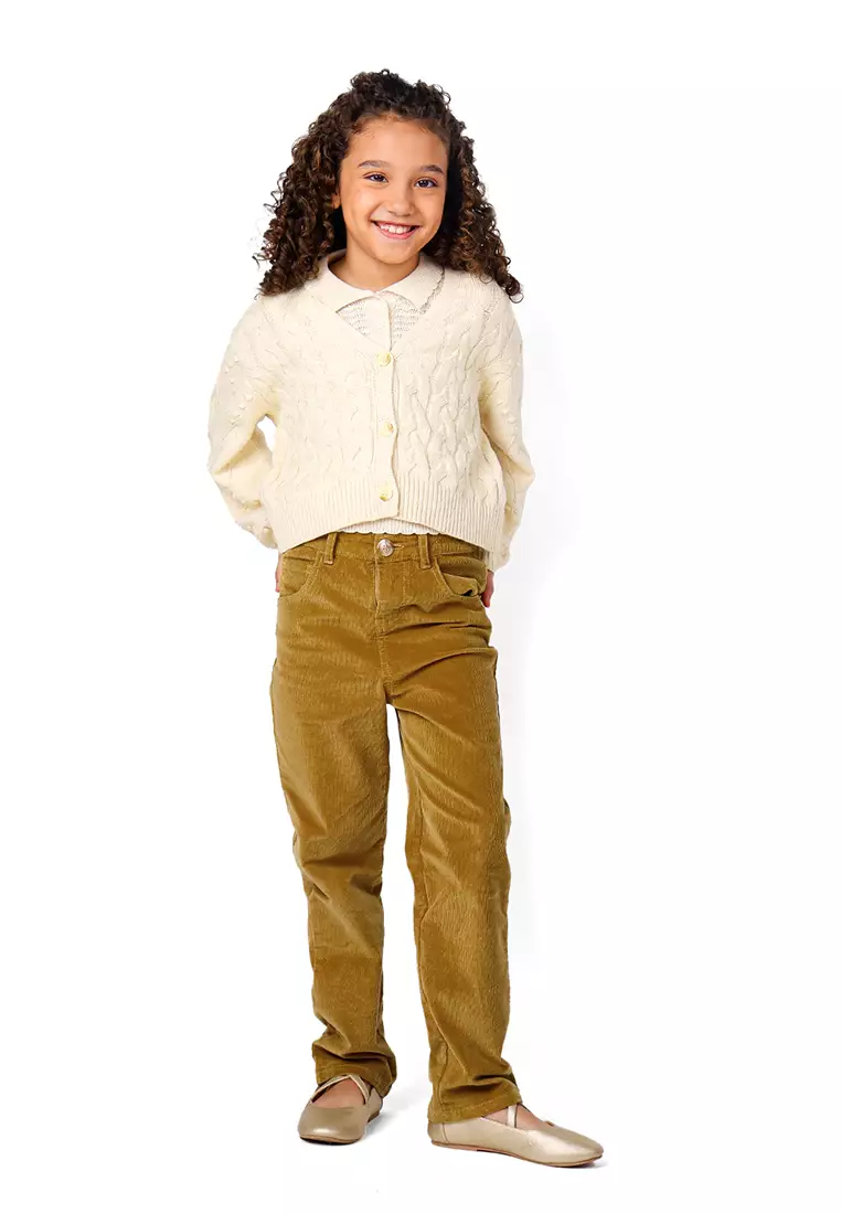 Girls Melange Chunky Cable Knit Cardi