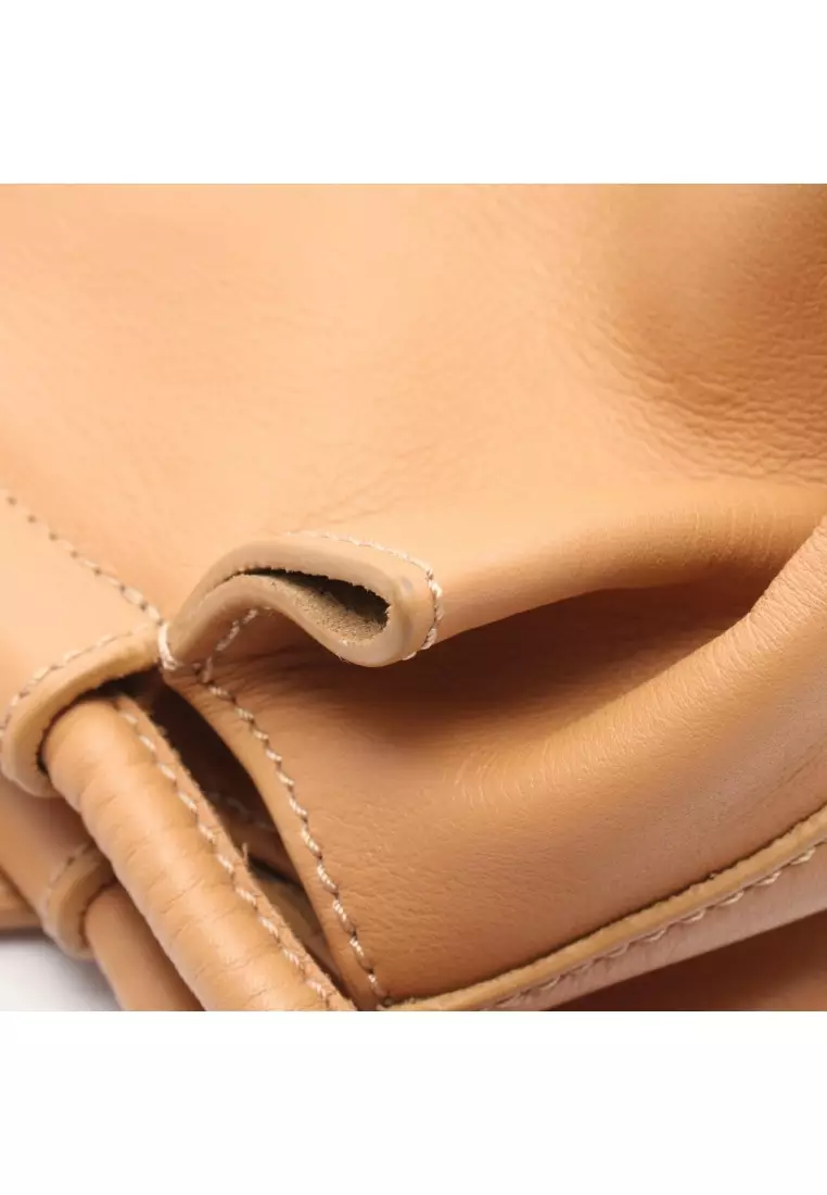 Pre-Loved LOEWE PASEO Paseo Small Handbag leather Brown 2WAY