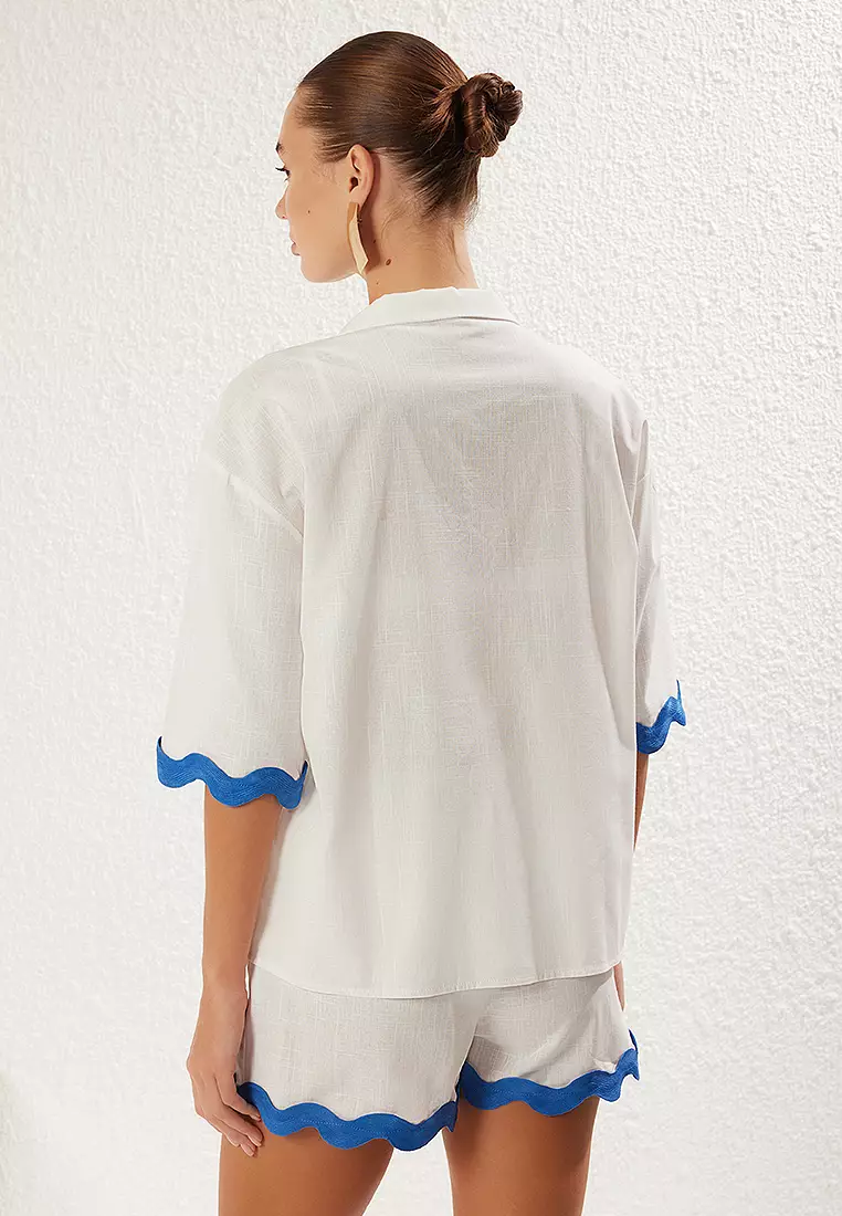 Scalloped Shirt and Shorts Beach Set