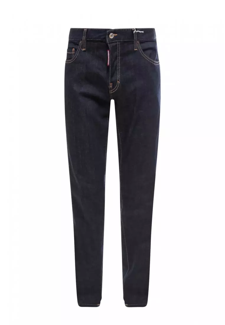 線上選購DSquared2 Stretch cotton jeans with back leather logo