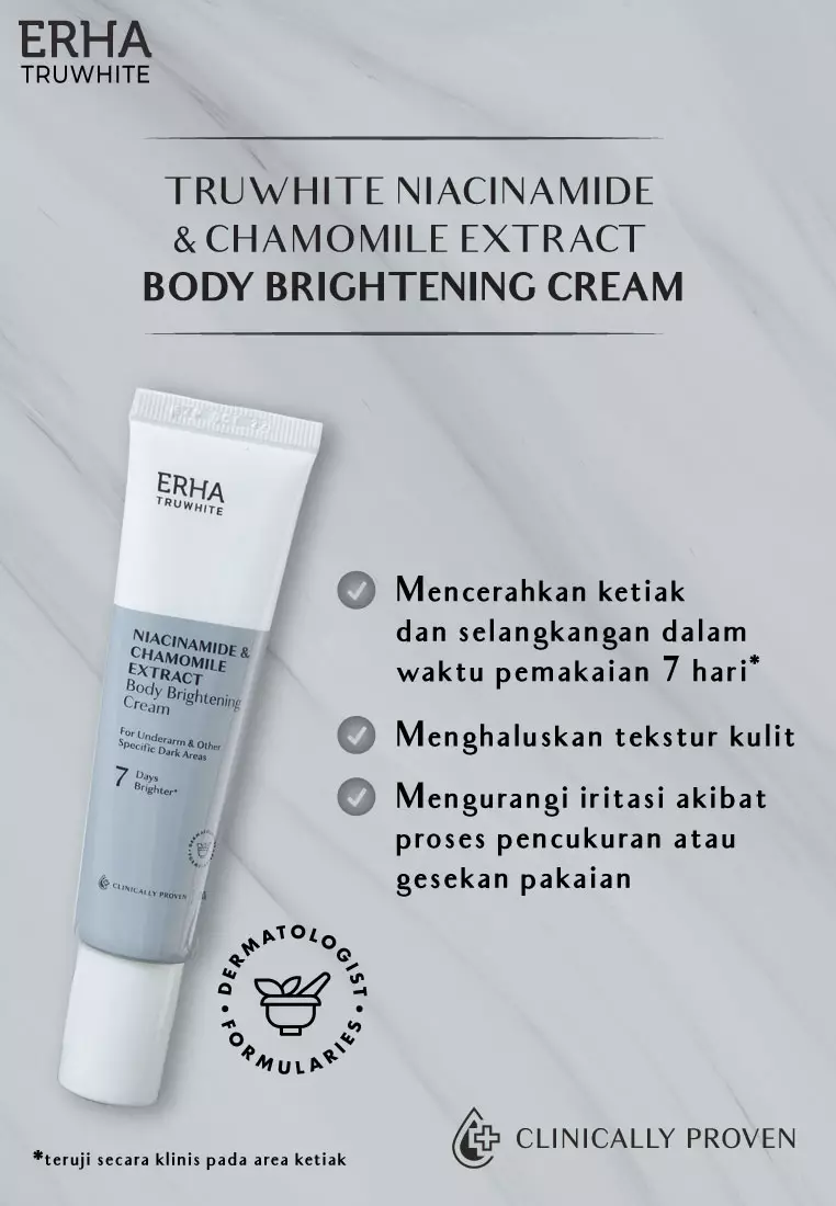 ERHA Truwhite Niacinamide & Chamomile Extract Body Brightening Cream 30G - Krim Pencerah