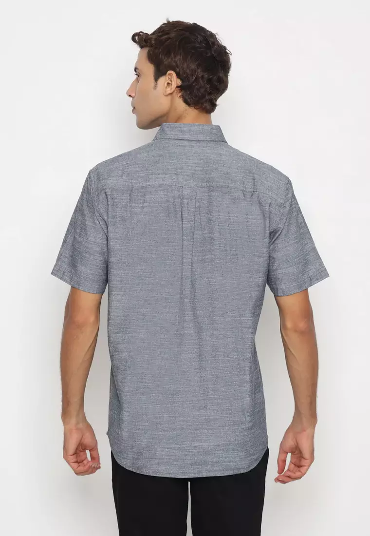 RBJ Kemeja Polos Cotton Navy Regular Fit Pria