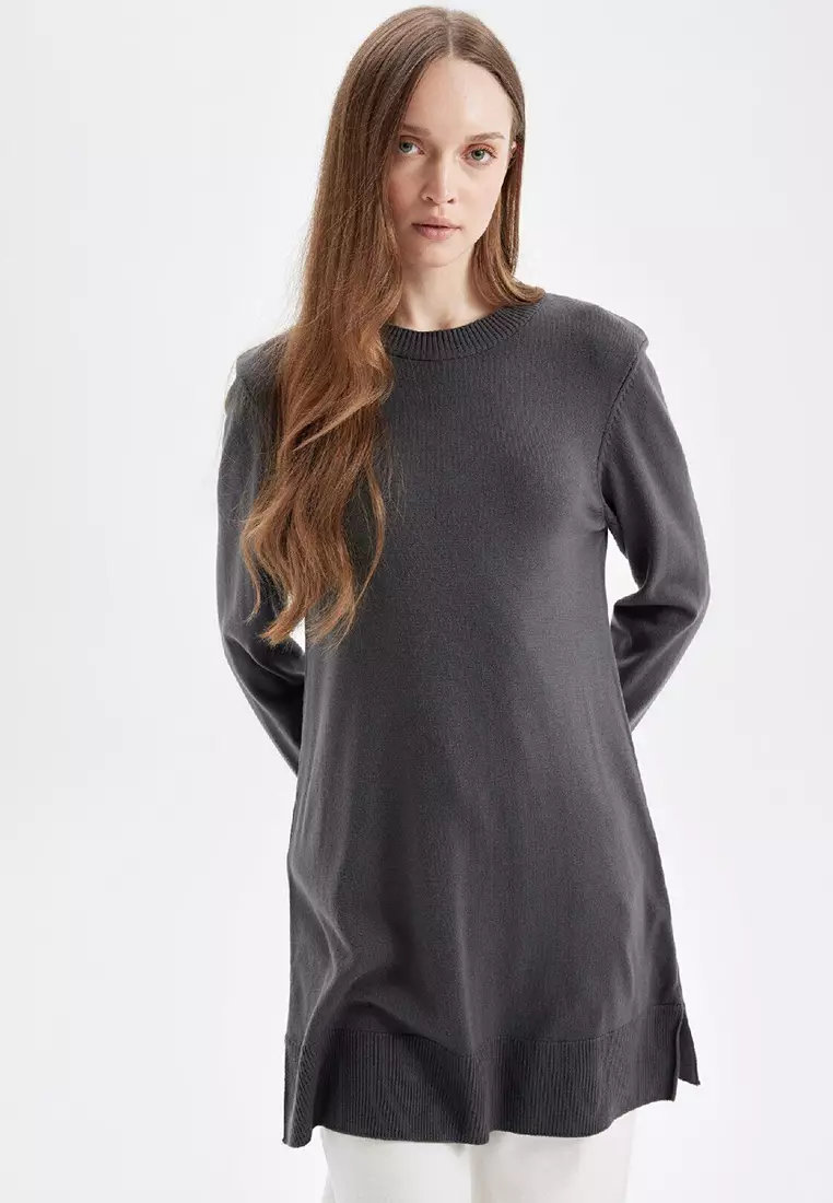 Buy DeFacto Modest Crew Neck Knit Tunic Top 2025 Online ZALORA