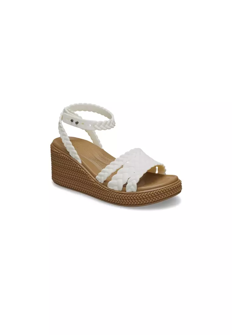 Discount on Crocs  shoes - SKU: Women's Brooklyn Woven Ankle Strap Wedge in Chalk