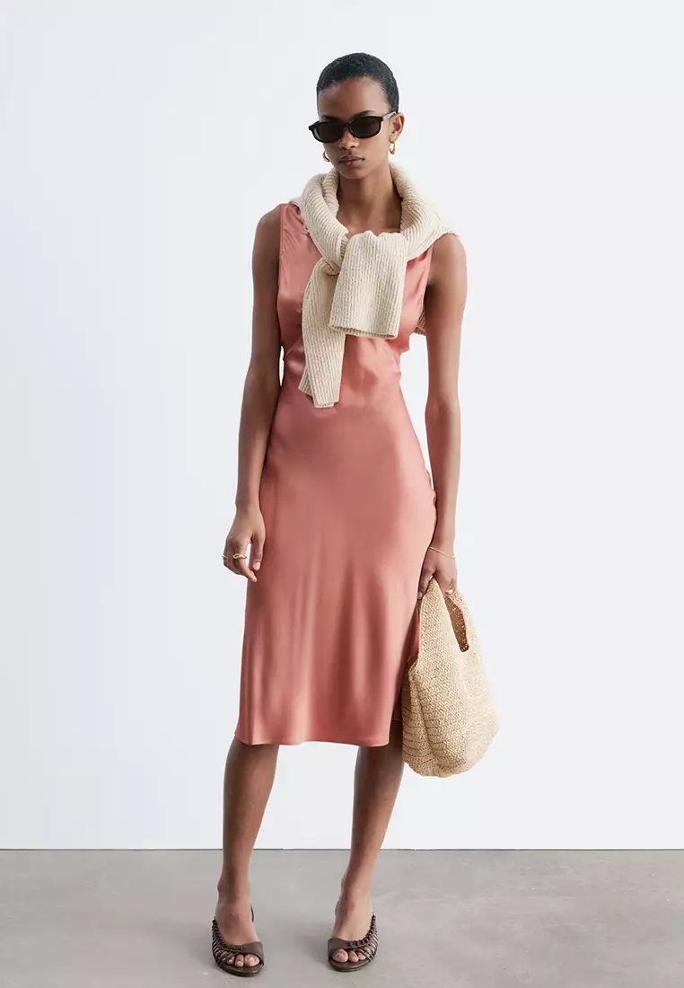 V-Neck Slip Midi Dress