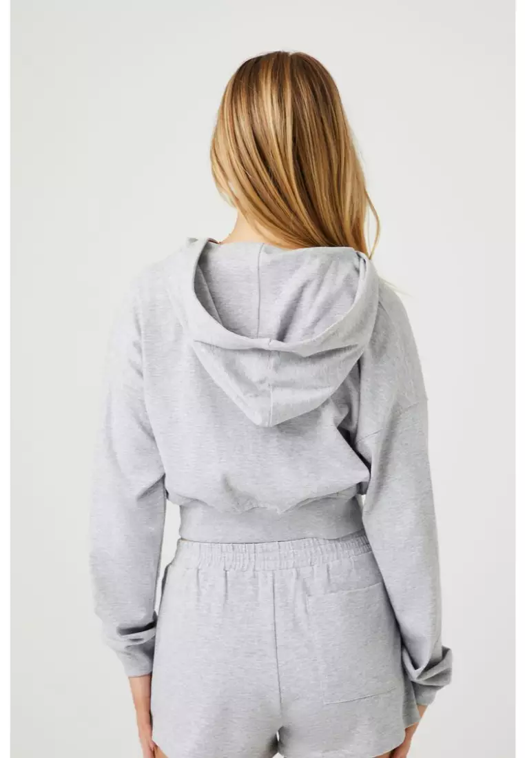 Cropped zip up top hoodie forever 21