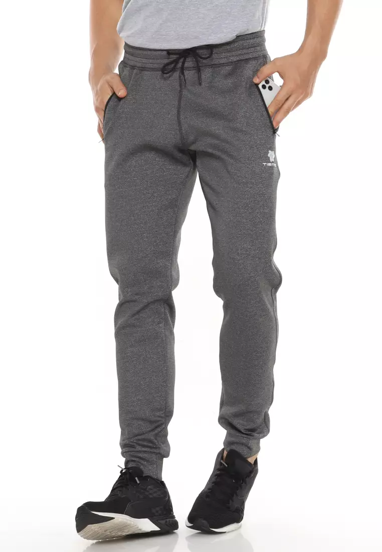 Tiento Celana Pria Jogger Panjang Long Pants Basic Dark Grey Sporty Men
