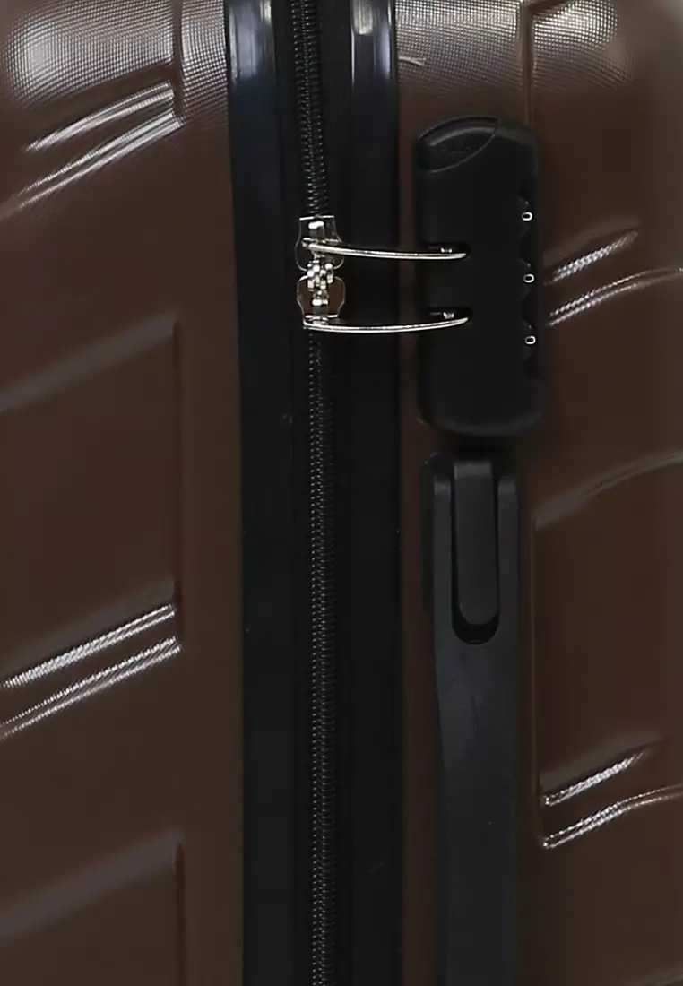 Carlton Koper Hardcase Unisex Size 20Inch Suitcase Combination Lock Large Compartment Material ABS+PVC Coated ORIGINAL - Brown