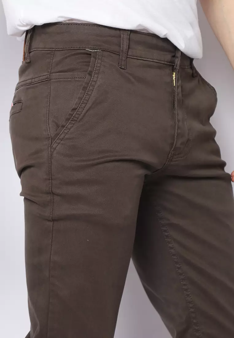 Celana Panjang Pria Katun Chinos Slim Fit Cheers Mate Coklat 112505