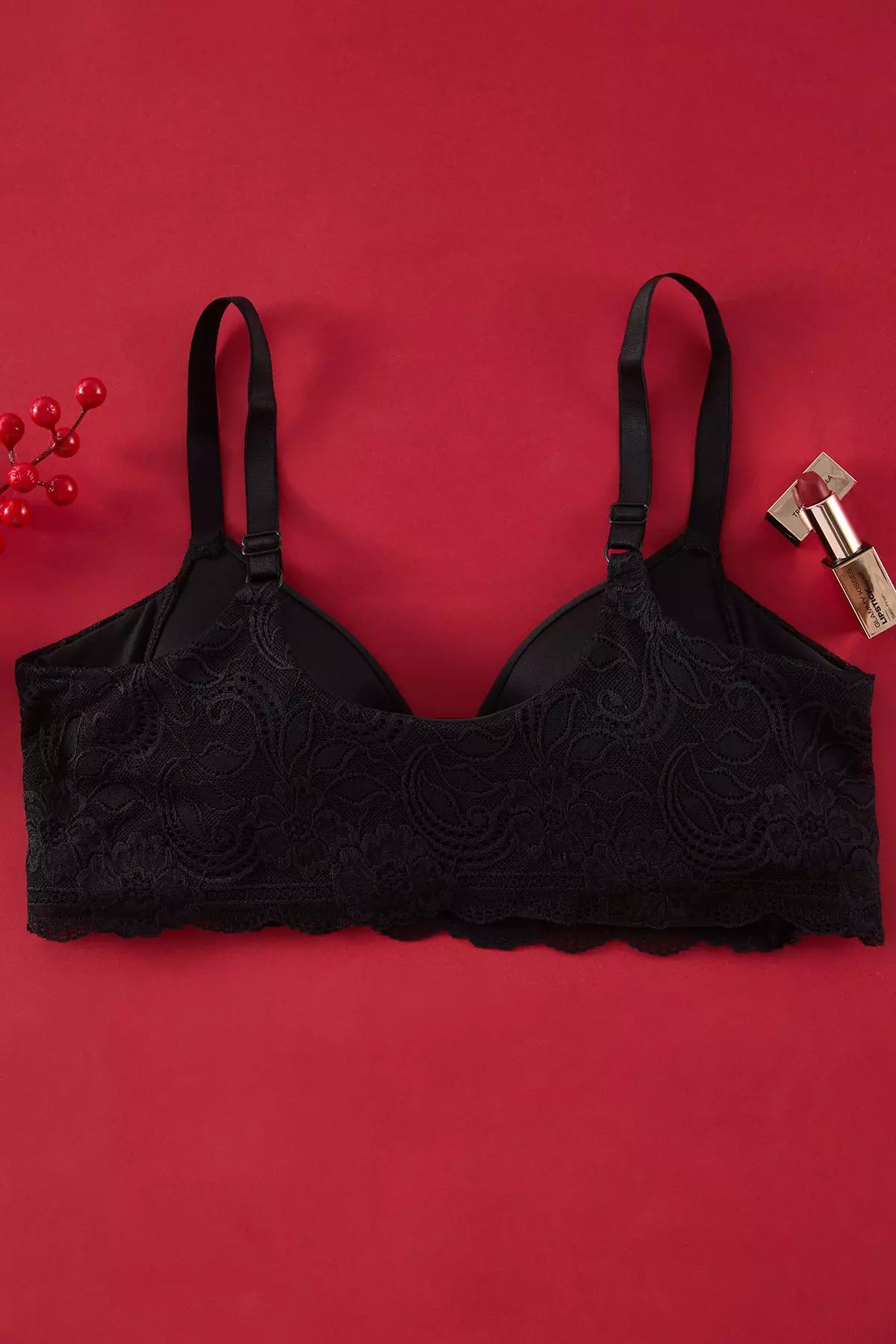 Black Soft Comfortable Flexible Lace Back Plus Size Bra