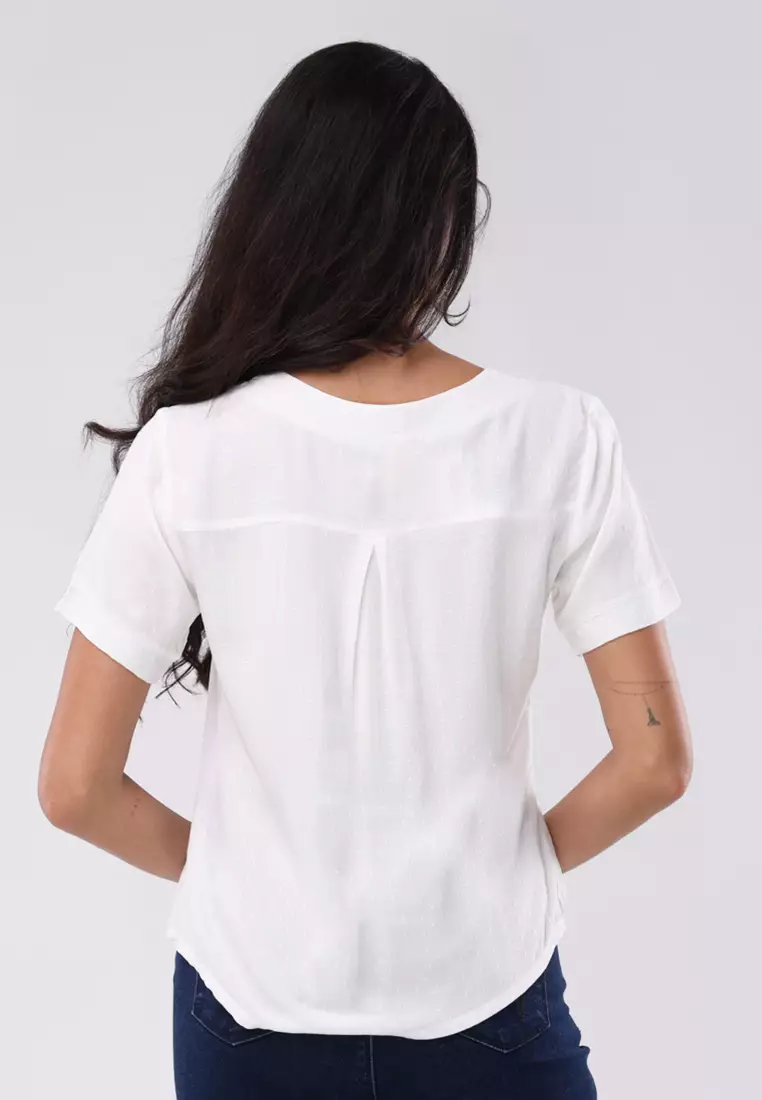 Short Slv. Roundneck Blouse