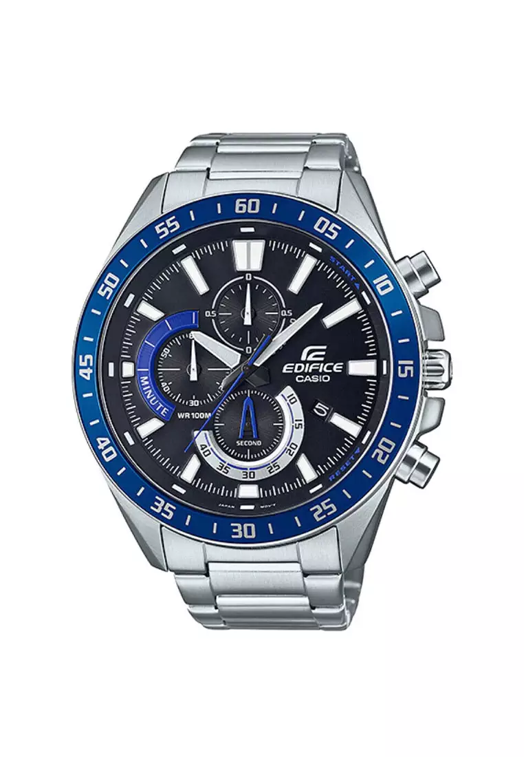 Casio EDIFICE Jam Tangan Pria Silver Blue Black Stainless Steel  EFV-620D-1A2VUDF
