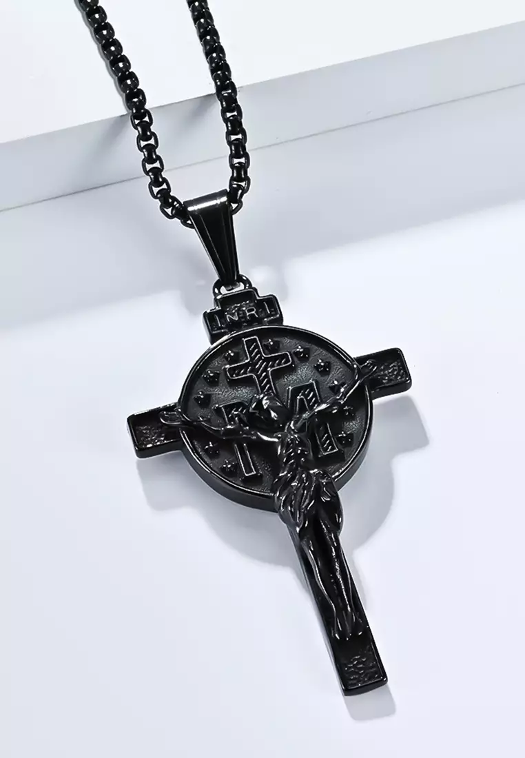 Titanium Steel INRI Cross Pendant Necklace JW QF-DZ641