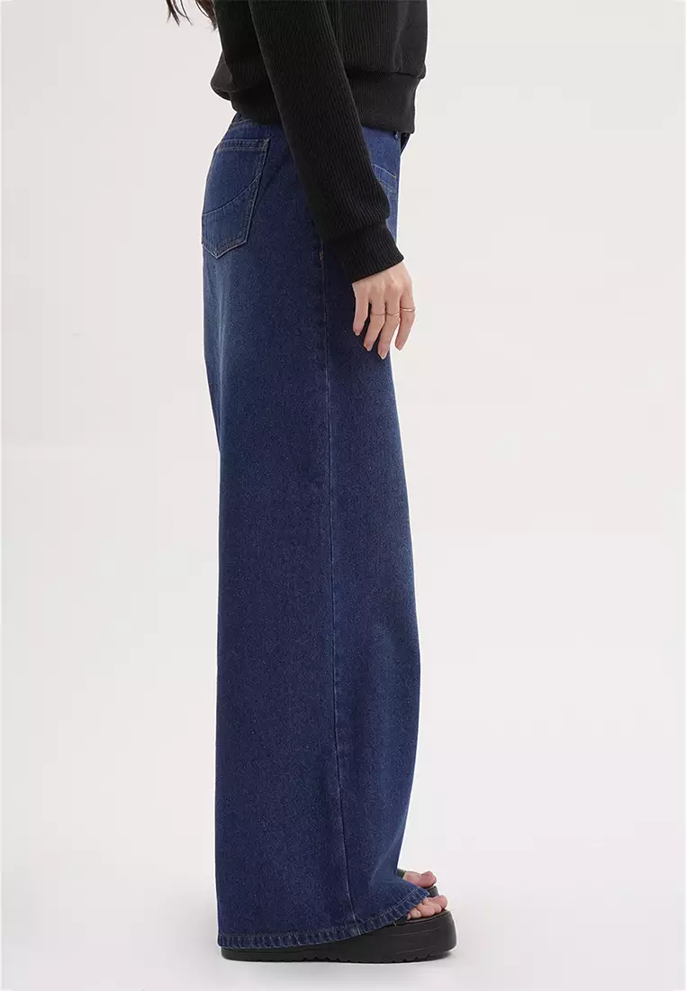 Button front on sale wide leg jeans
