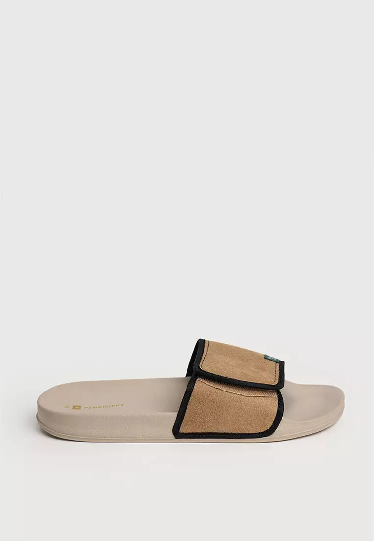 Men's Velcro Slides with Contrast Outsole