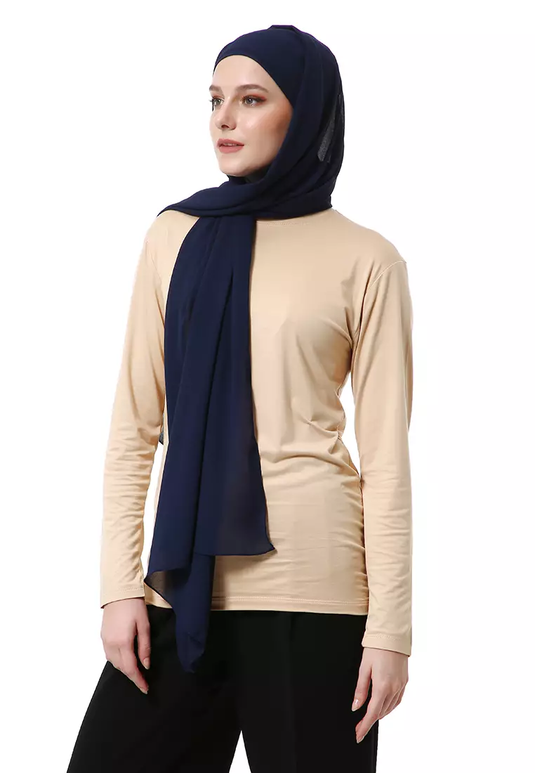 Zhalika Phasmina Motif Polos High Premium Quality - Navy