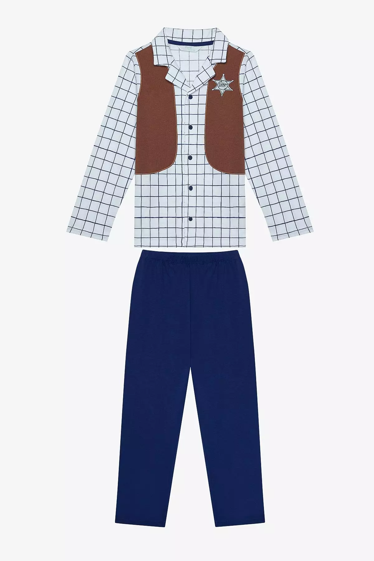 Buttoned Boy Sheriff Shirt Multicolor Pajamas Set