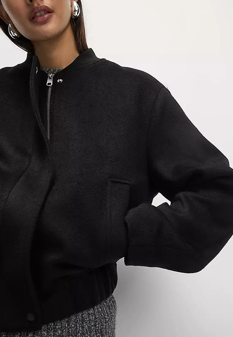 Wool Blend Bomber Jacket