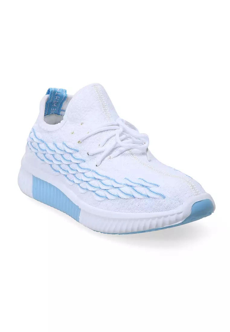 Sneakers Wanita Motif Sisik Dual Tone Color Sepatu Tali Fashion Women - Blue