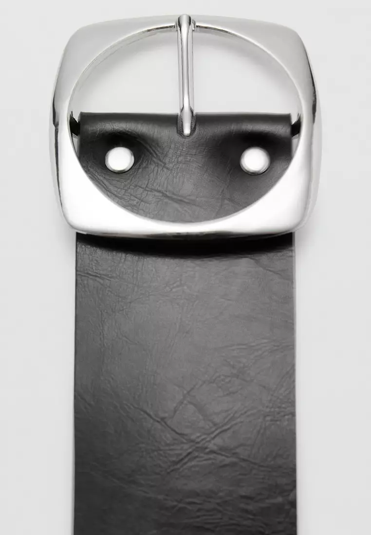 Leather Belt With Square Buckle