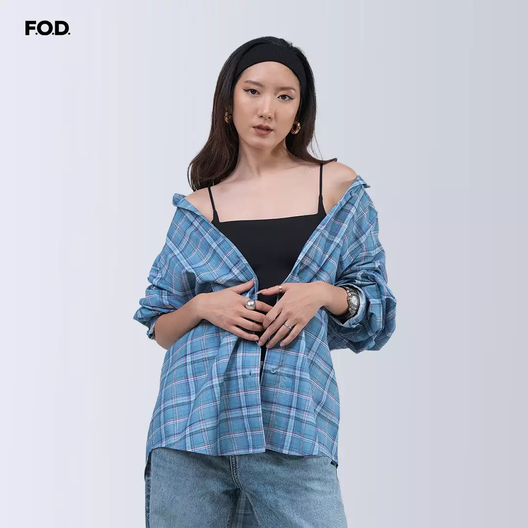 Kemeja Wanita Ellena Blue Pink