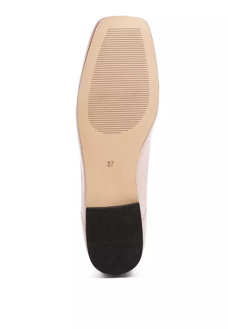 Square-Toe Bow Ballerinas in Pink