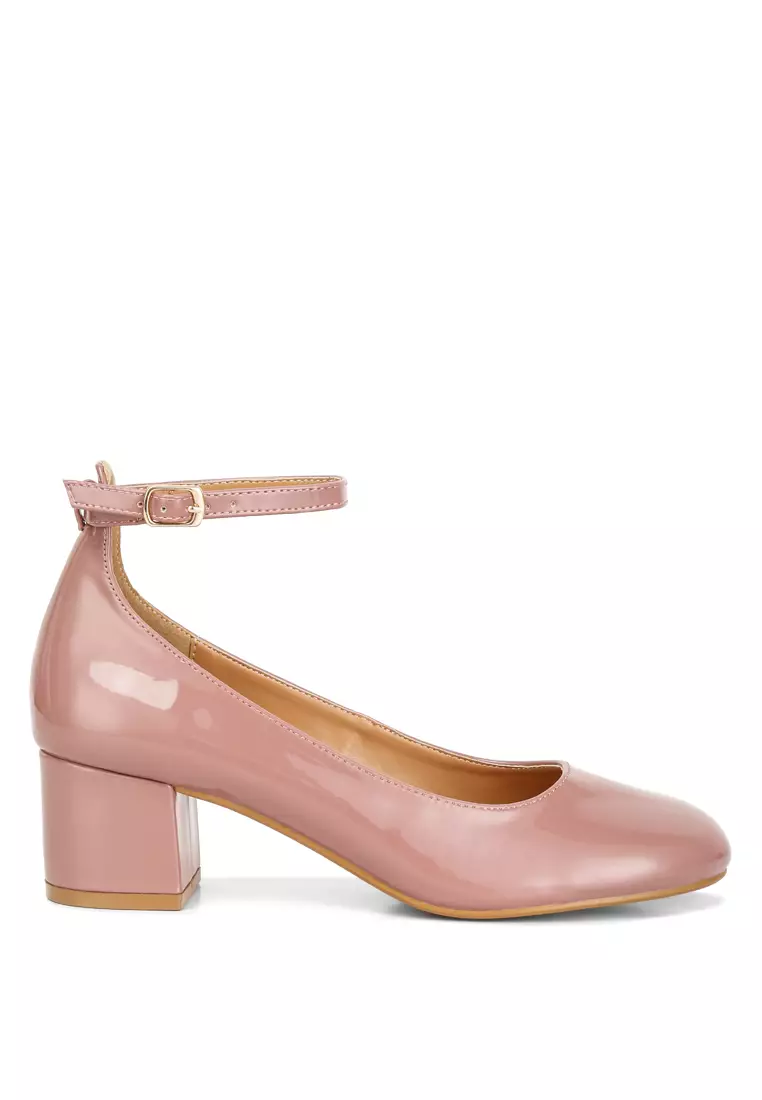 Low block heel pink sandals hotsell