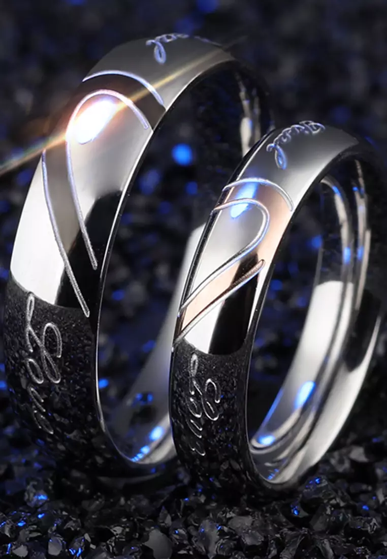 Matching heart couple rings online