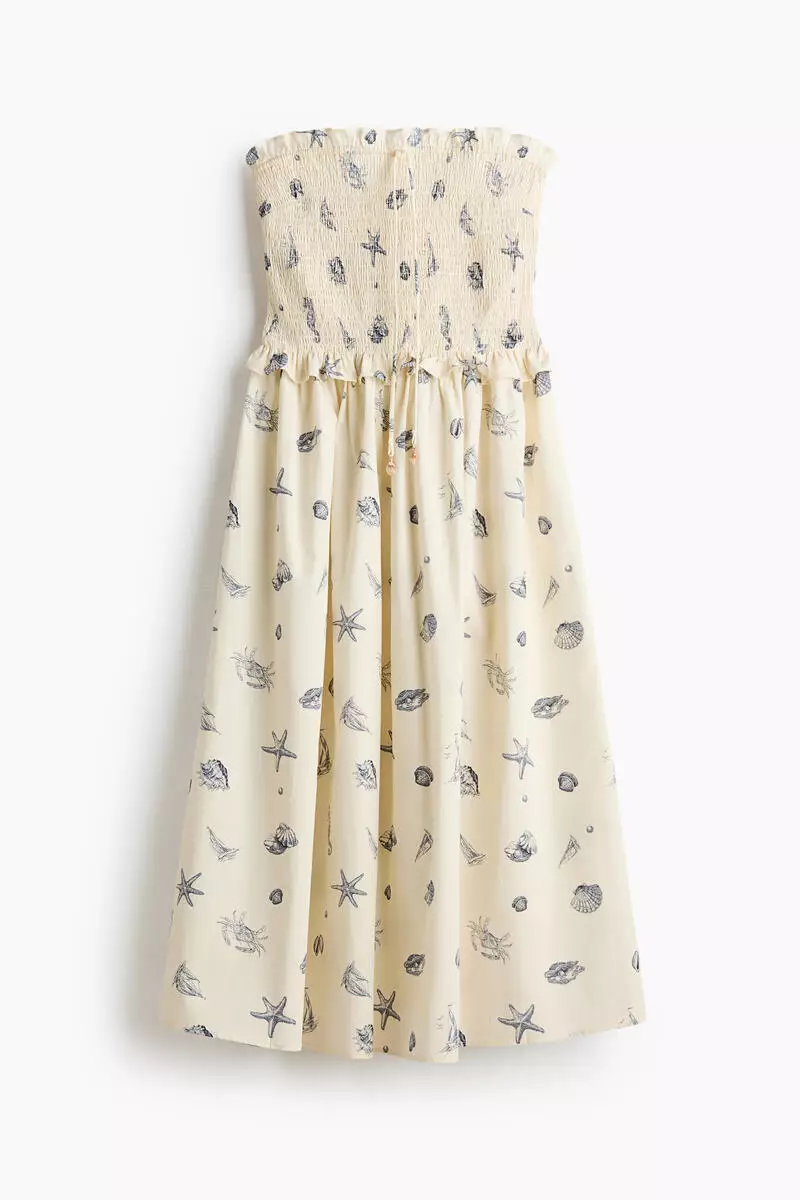 Smocked-bodice bandeau dress