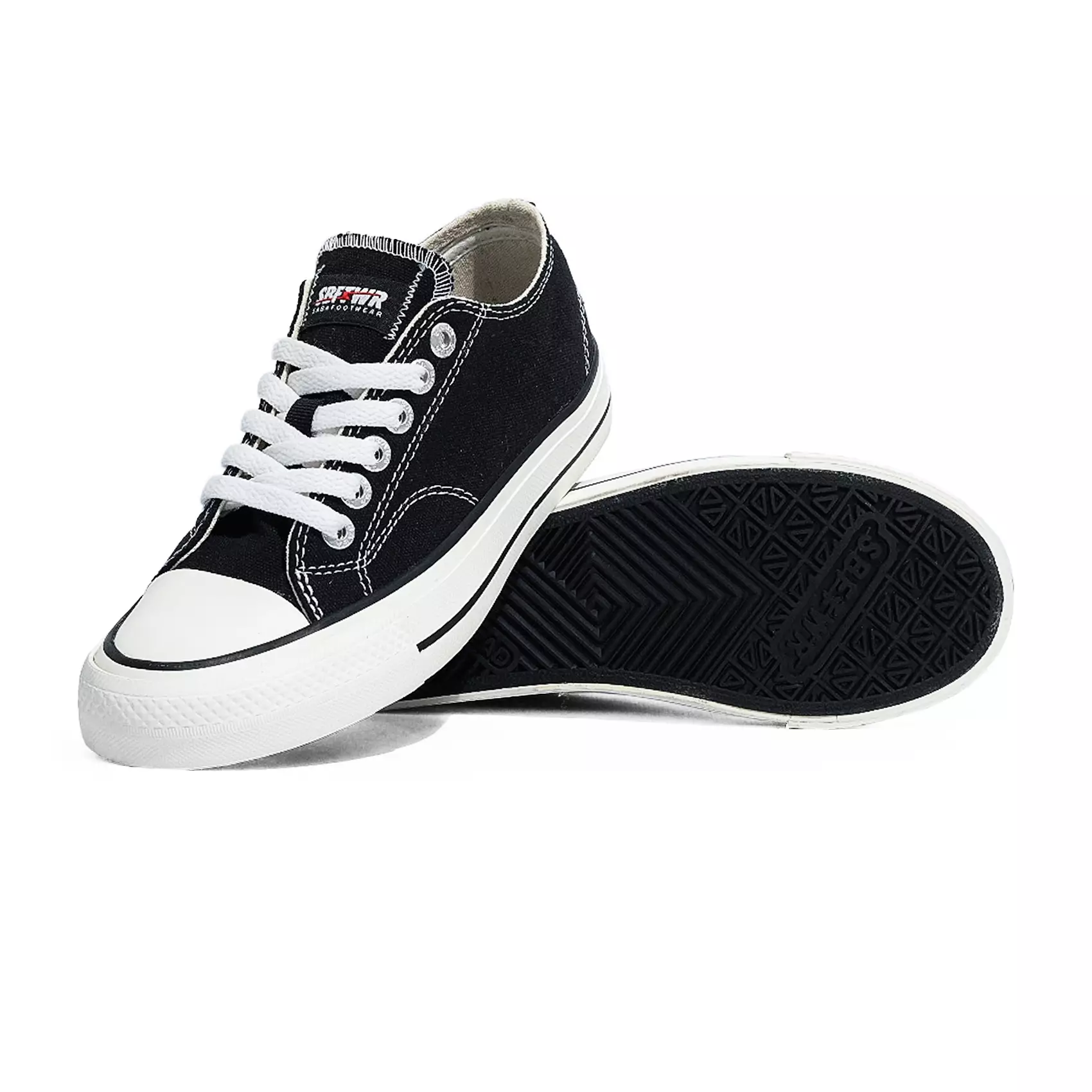 SABA Vintage Low Black White LX - Sepatu Sneakers Casual Pria Wanita