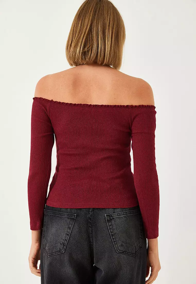 Women's Drawstring Neck Crop Knitted Blouse 60261062