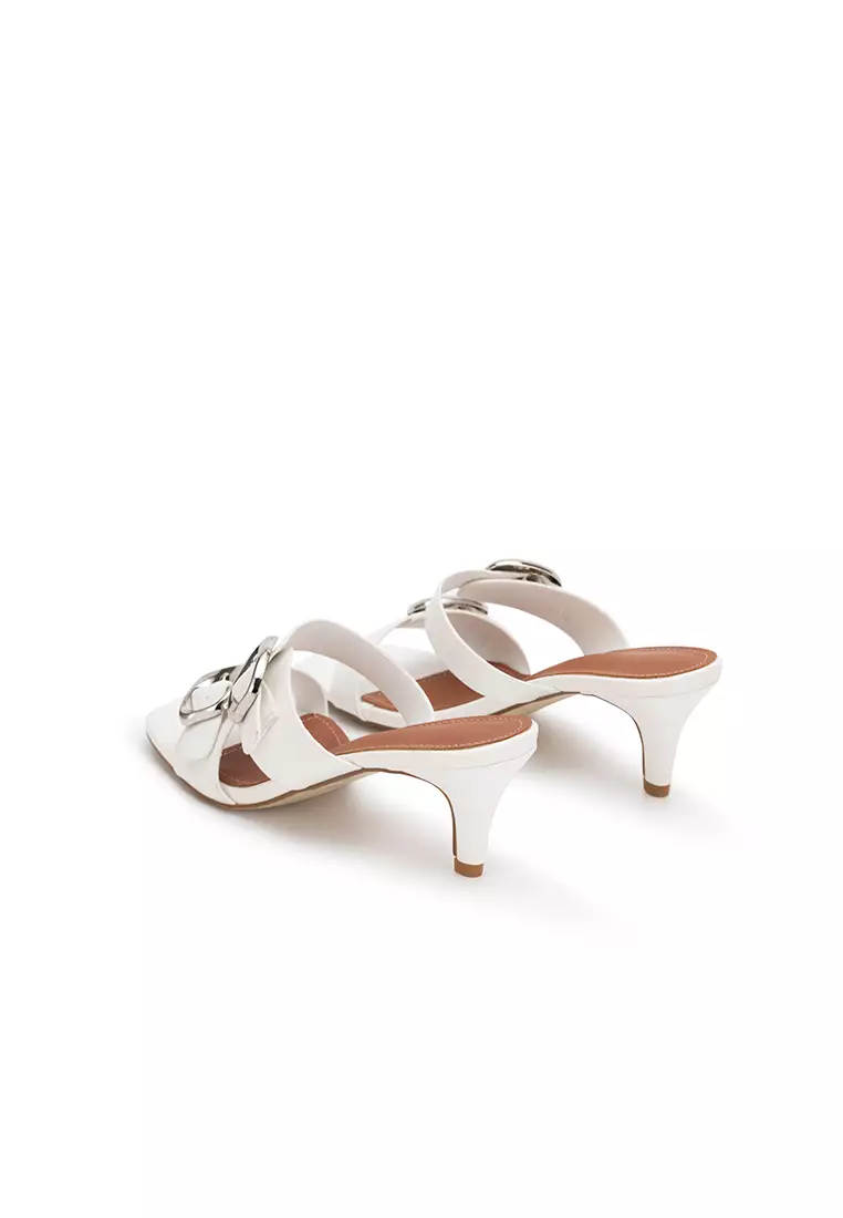 BUCKLE DUO STRAP MID HEEL SLIDE