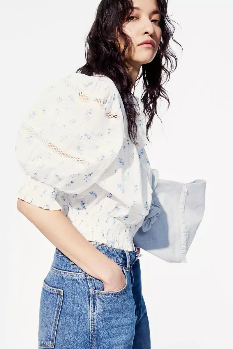 Pintucked cotton blouse